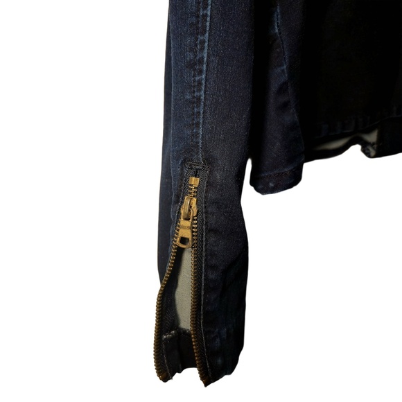 Soho New York Company Jacket Womens XL Dark Denim Moto Peplum Zippered Baddie Y2 - Picture 9 of 11